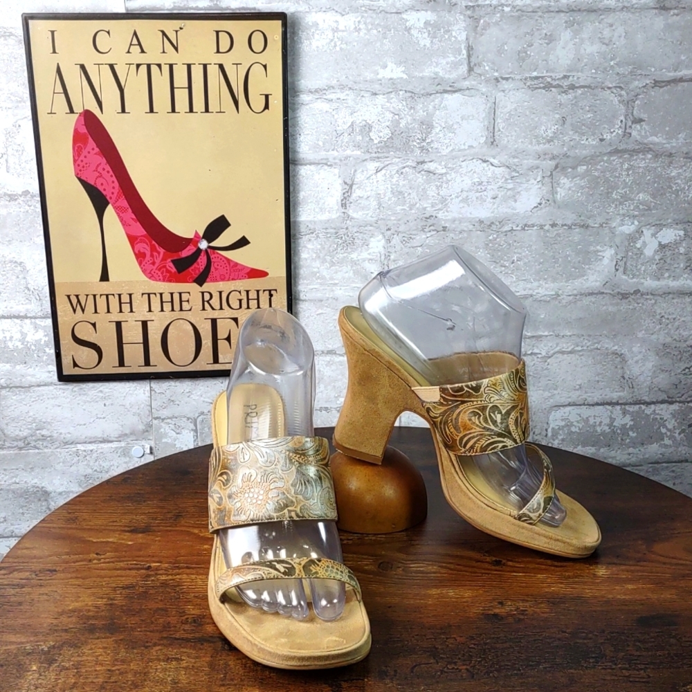 Prima Tooled Faux Leather Platform Heels
